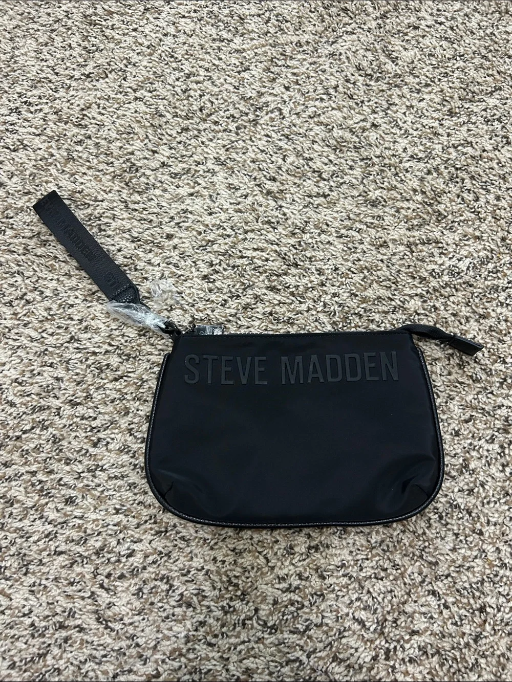 Steve Madden Black Logo Wristlet Pouch